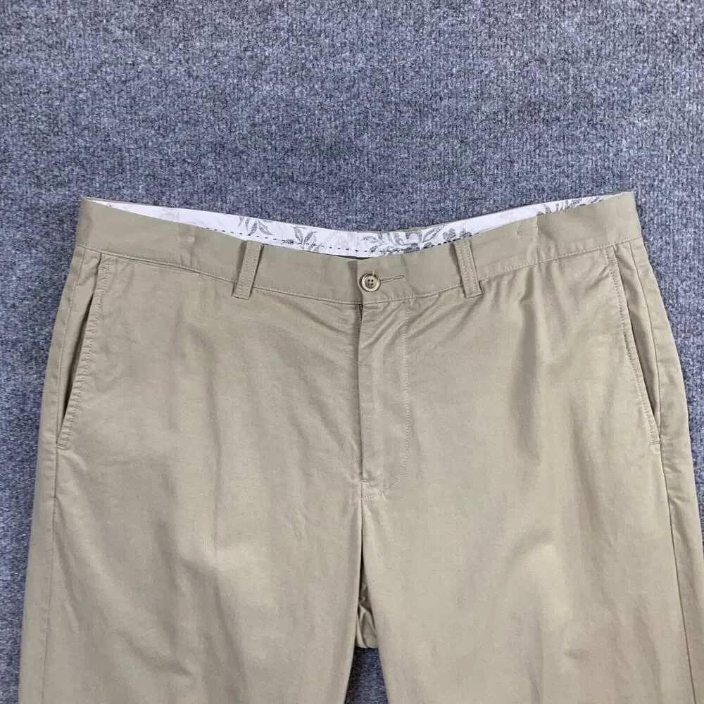 Vintage Tommy Bahama Pants Mens 36 Straw Cotton‎ Lyocell Blend Chino Flat Front